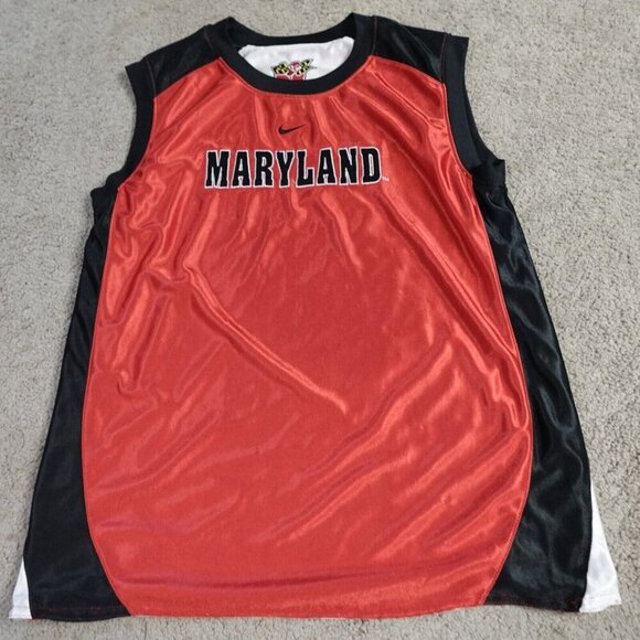 Vintage Nike University of Maryland Jersey XL White Red Reversible Embroidered - Picture 2 of 11